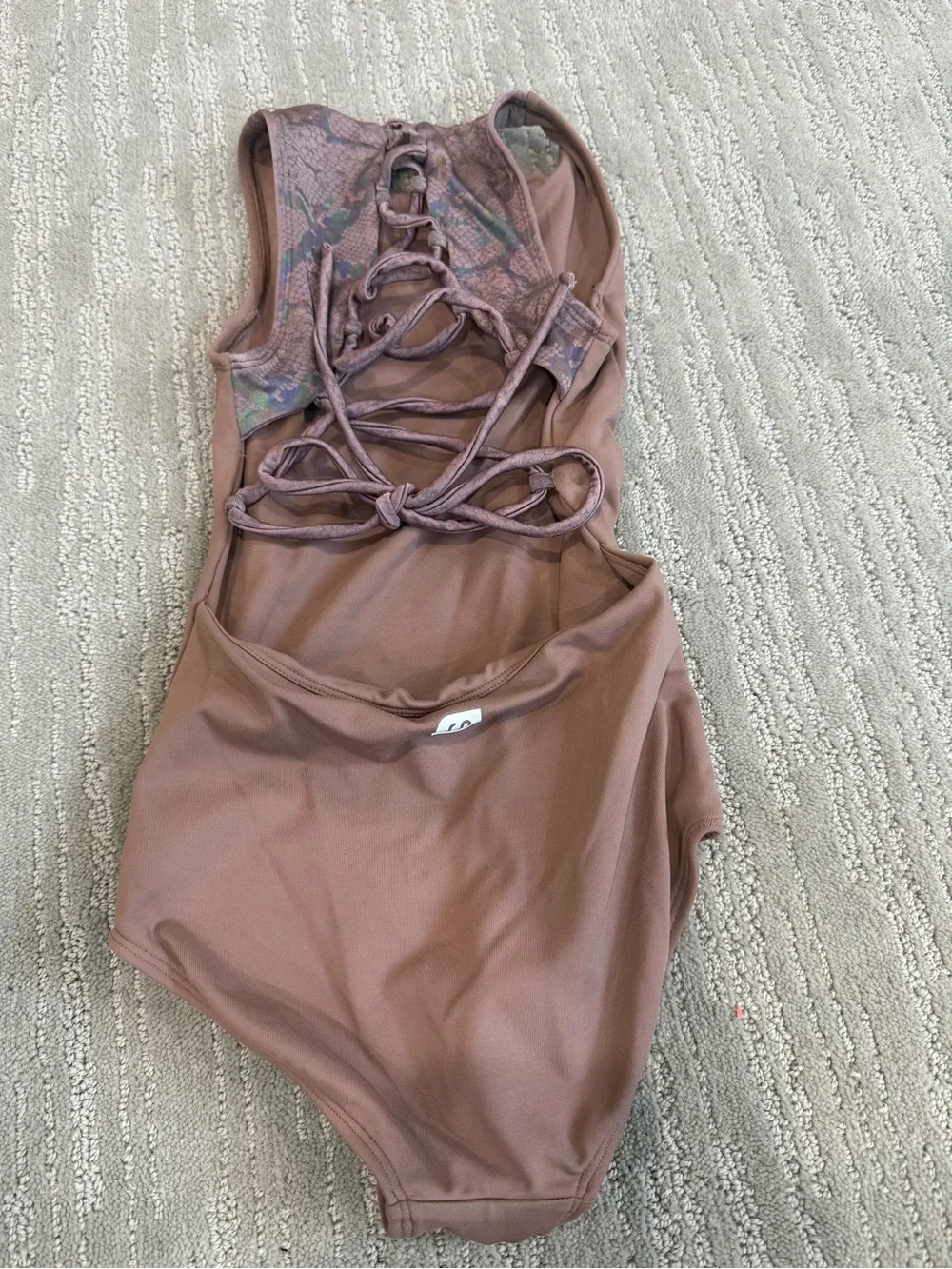 Sylvia P Child 8 Brown Lace Up Back Gymnastics Dance Leotard